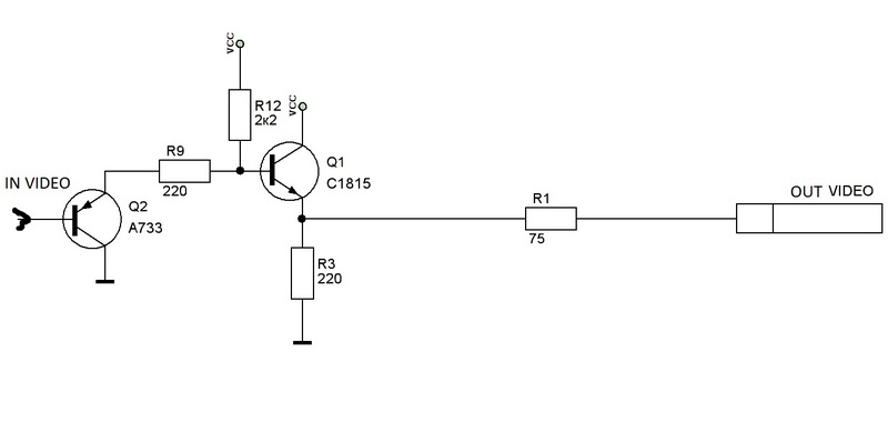 Схему видео. Видеоусилитель на транзисторах. Усилитель композитного видеосигнала схема. Схема усилителя видеосигнала для видеонаблюдения. Схема видеоусилителя Денди.